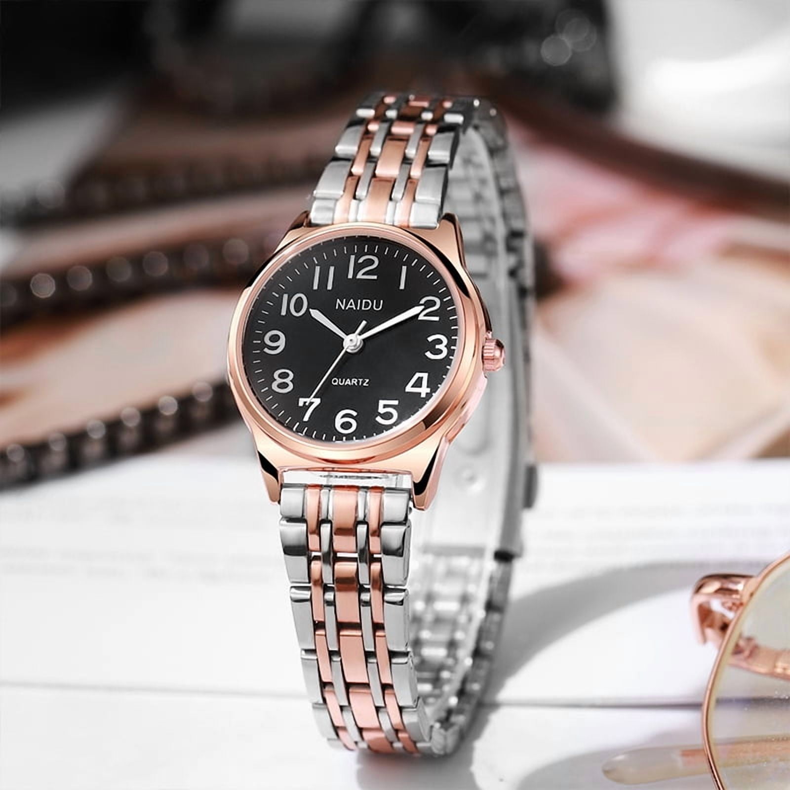 Women Wrist Quartz Watch Round Dial Number Easy Read Classic