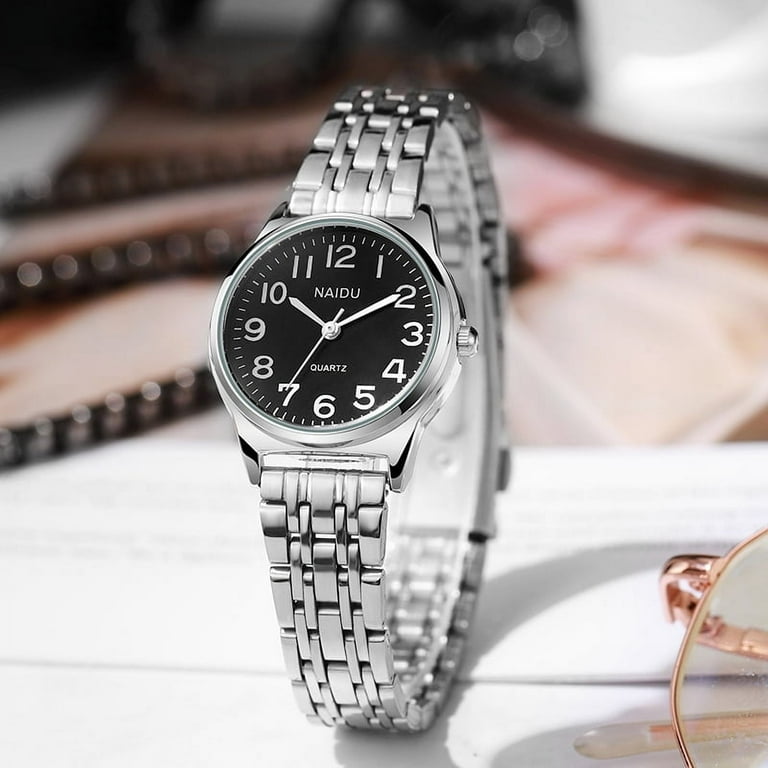 Women Wrist Quartz Watch Round Dial Number Easy Read Classic - Main Image