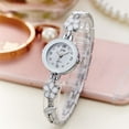 thumbnail image 1 of Women Wrist Quartz Watch Round Small Dial Number Easy Read Floral Chain Buckle Classic Vintage Stainless Steel Strap Silver, 1 of 5