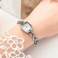 thumbnail image 1 of Women Wrist Quartz Watch Round Small Dial Number Easy Read Rhinestone Sparkle Chain Buckle Classic Vintage Stainless Steel Strap Silver, 1 of 5