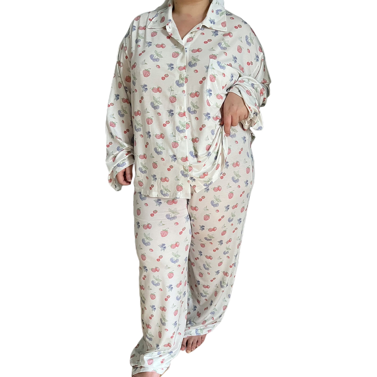 Pajama Set for Women Long Sleeve Button-Down Sleepwear – Genuwii