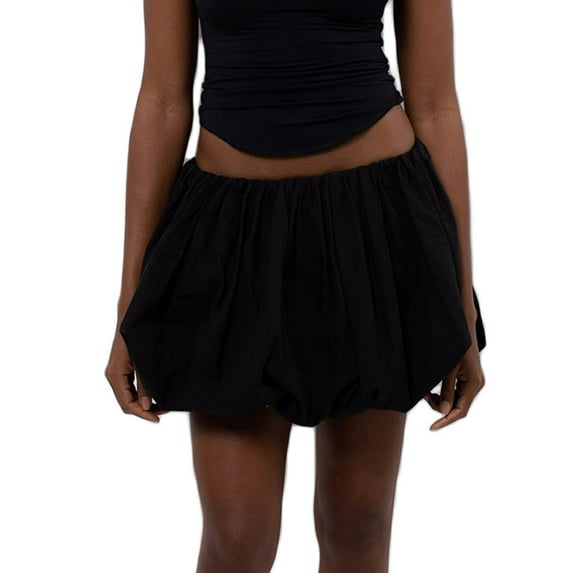 Women Y2K Bubble Mini Skirt High Waist Ruffle Hem A Line Pleated Short Skirt Teen Girls Going Out Puffy Short Skirts Streetwear