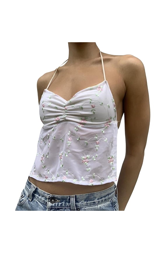 Women Y2K Cami Tank Top Spaghetti Strap V Neck Camisoles Summer Cute Sleeveless Crop Top Streetwear