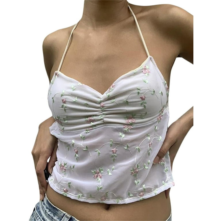 Women Y2K Cami Tank Top Spaghetti Strap V Neck Camisoles Summer Cute  Sleeveless Crop Top Streetwear