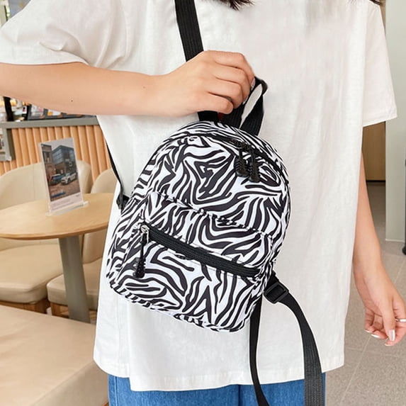Women Y2K Cow Print Mini Backpack, Cute Small Canvas Daypack for Daily Travel