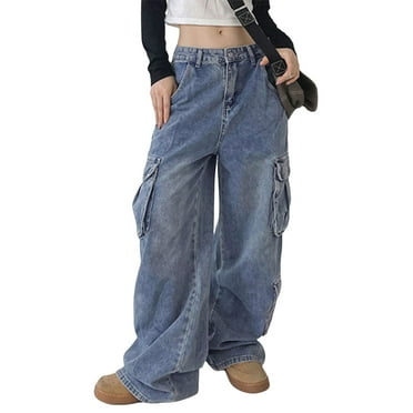 Y2K Grunge Cargo Pants for Women Low Waist Boyfiend Baggy Jeans Vintage ...