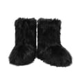 thumbnail image 1 of Women Y2K Faux Fur Short Boots Black, Fluffy Furry Warm Mid-Calf Snow Boots Comfortable Outdoor Flat Shoes, 1 of 6