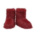 thumbnail image 1 of Women Y2K Faux Fur Short Boots Red, Fluffy Furry Mid-Calf Warm Snow Boots Comfortable Outdoor Flat Shoes, 1 of 6