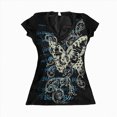 thumbnail image 1 of Women Y2K Grunge Vintage Graphic Tees V-Neck Short Sleeve Slim Fit T-Shirt Emo Clothes for Teen Young Girls 2000s Streetwear Grey Size S, 1 of 7