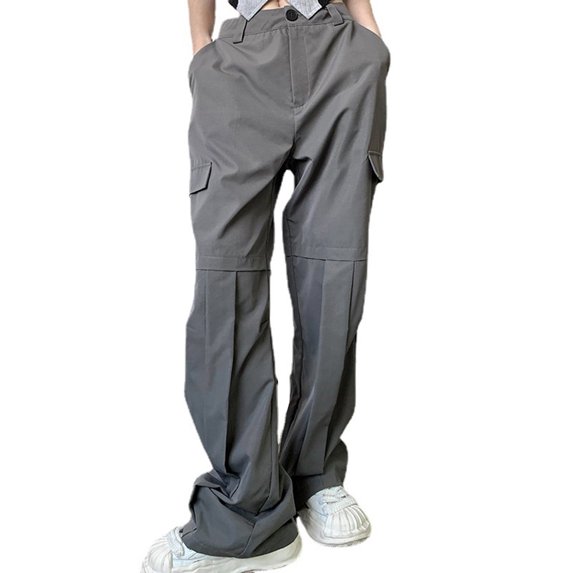 Women Y2K High Rise Straight Wide Leg Cargo Pants Retro Pockets Trousers Harajuku Street Wear for 90s Girls Sweatpants