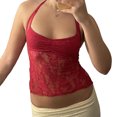 thumbnail image 1 of Women Y2K Lace Floral Cami Crop Tops Sexy Tie-Up Halter Neck Sleeveless Camisole Slim Fit Shirt Backless Going Out Tank Top, 1 of 4