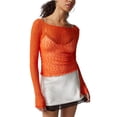 thumbnail image 1 of Women Y2K Lace Floral Crop Top Long Sleeve Sheer Mesh See Through T Shirts Slim Fit Going Out Tees Tops Streetwear, 1 of 7