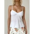 thumbnail image 1 of Women Y2K Lace Spaghetti‑Strap Crop Camisole Top, V‑Neck Babydoll Peplum Going‑Out Tank Top For Summer Beach Vacation, 1 of 8
