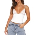 thumbnail image 1 of Women Y2K Lace Trim Cami Crop Tops Sexy Spaghetti Strap Camisole Slim Fit Shirt Sleeveless Backless Going Out Tank Top, 1 of 7