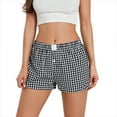thumbnail image 1 of Women Y2K Plaid Shorts Elastic Low Rise Cute Pajama Boxer Shorts Summer Lounge Pj Sleep Short Bottom Sleepwear, 1 of 7
