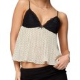 thumbnail image 1 of Women Y2K Polka Dot Pleated Camisole Sheer Mesh Spaghetti Strap Tank Top Lace Trim V Neck Bustier Cami Tops Streetwear, 1 of 3