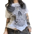 thumbnail image 1 of Women Y2K Short Sleeve Top Shirt Fairy Grunge Skull Graphic T-Shirts Vintage Aesthetic Loose Tees Tops Gothic Streetwear, 1 of 5