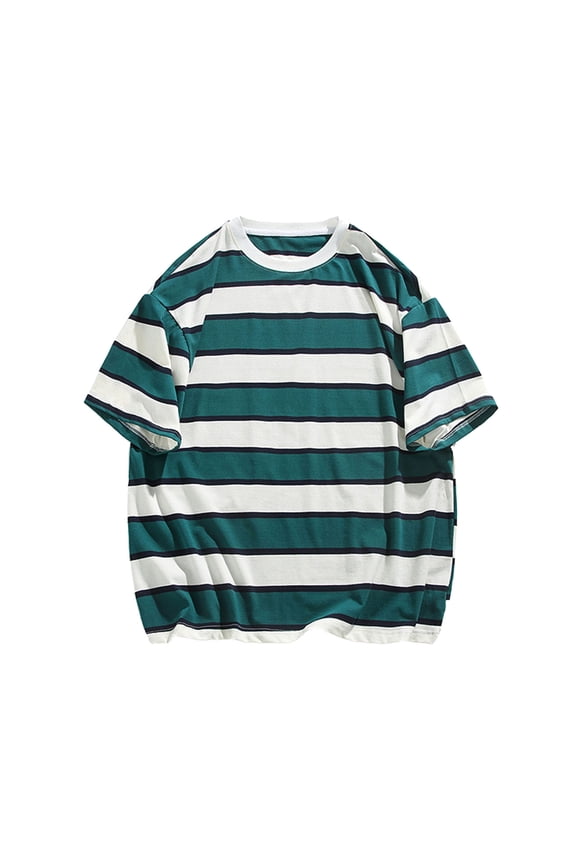 Women Y2K Stripes T-Shirt Vintage Graphic Tee Korean Preppy Short Sleeve Baggy Top Casual Retro Japanese Streetwear Men
