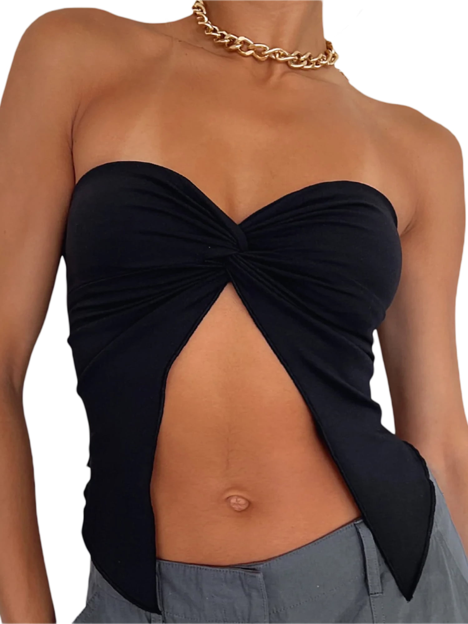 Cyber Y2K Tie Front Tank Top With Traf Breast And Chest Binder Bra  Aesthetic Summer Clothing For Women A20353T 210712 From Dou02, $8.73