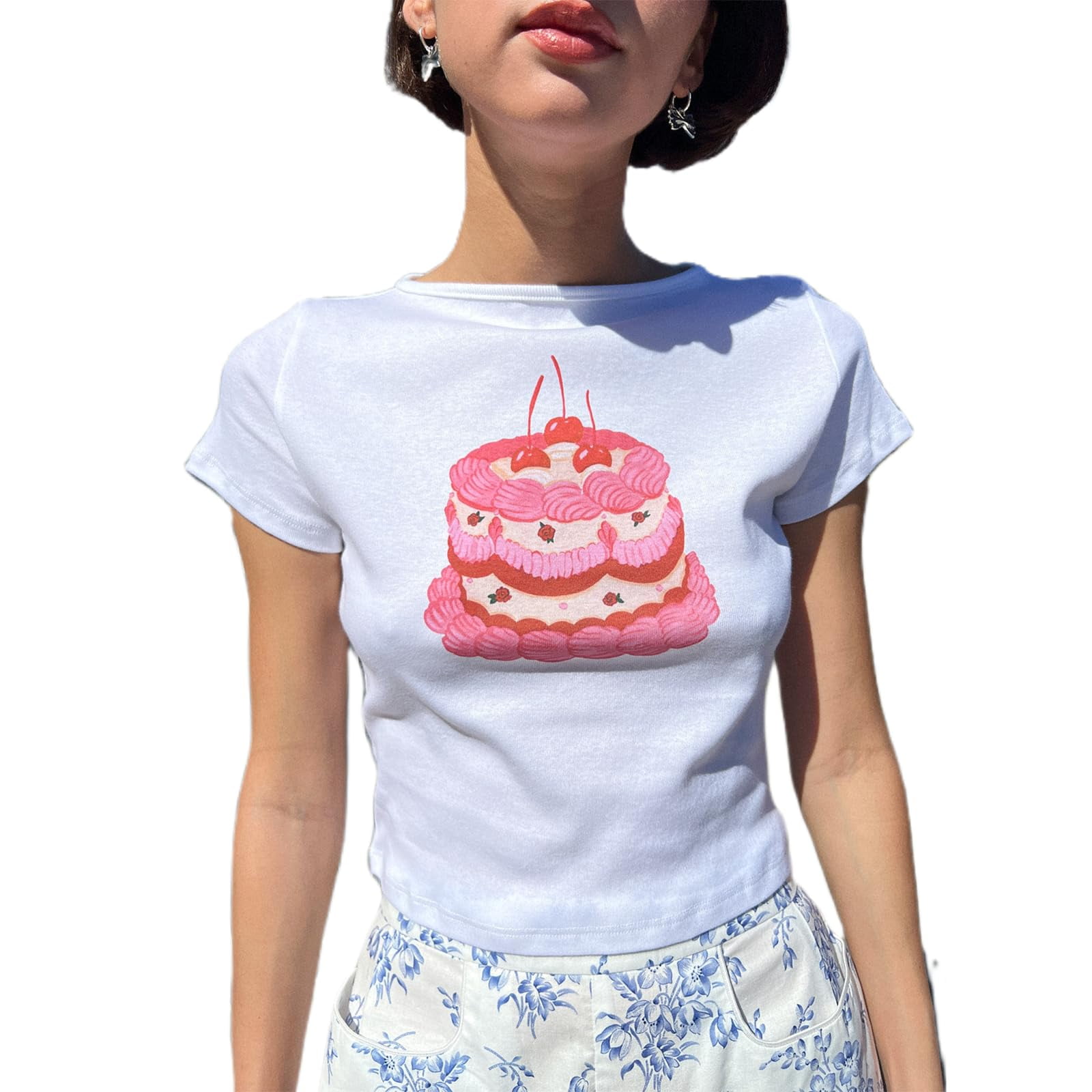 Y2K Letter Print Crop Top For Women & Teens - Grunge Style Slim Fit Tee, Polyester Casual Shirt - View #4