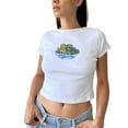 thumbnail image 1 of Women Y2k Baby Tees Bow Fruit Graphic Print Short Sleeve Crop Tops Vintage Aesthetic Teen Girls T Shirts Summer Clothes, 1 of 6