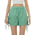 thumbnail image 1 of Women Y2k Bow Tie Shorts Side Split Lace Up Shorts Plaid Lounge Shorts Wide Leg Pajama Shorts, 1 of 8