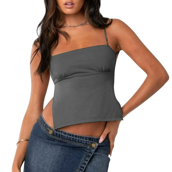 Women Y2k Cami Shirt Sexy Spaghetti Strap Crop Top Backless Going Out Camisole Vest Tank Tops