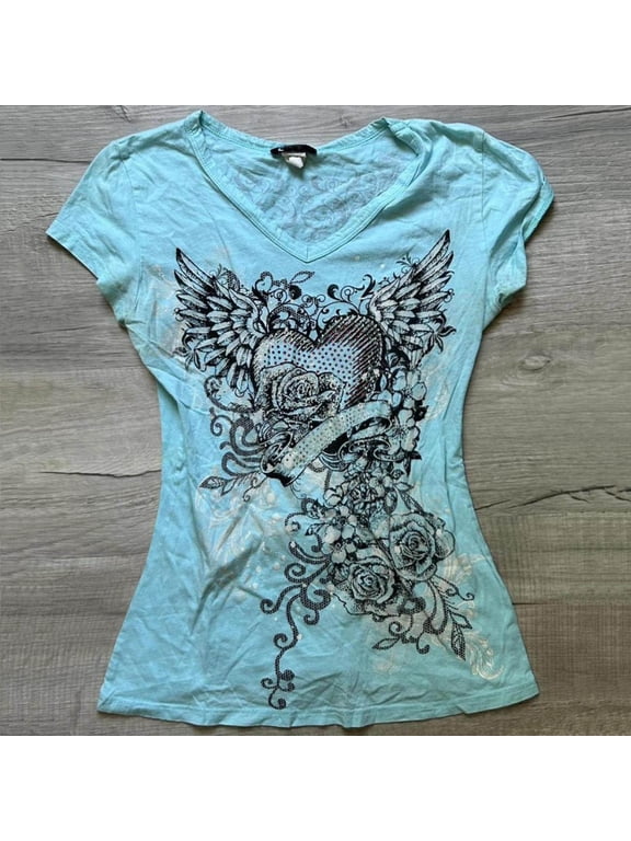 Women Y2k Fairy Grunge 2000s Short Sleeve Top Whimsy Twee Harajuku Emo Scene Clothes Vintage Mcbling Alt Fairycore Shirt