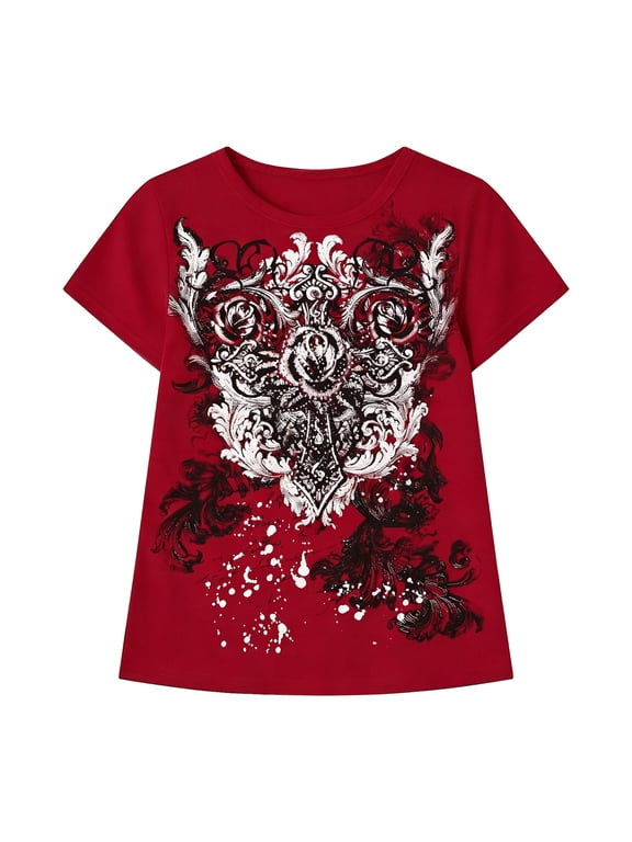 Women Y2k Fairy Grunge 2000s Short Sleeve Top Whimsy Twee Harajuku Emo Scene Clothes Vintage Mcbling Alt Fairycore Shirt