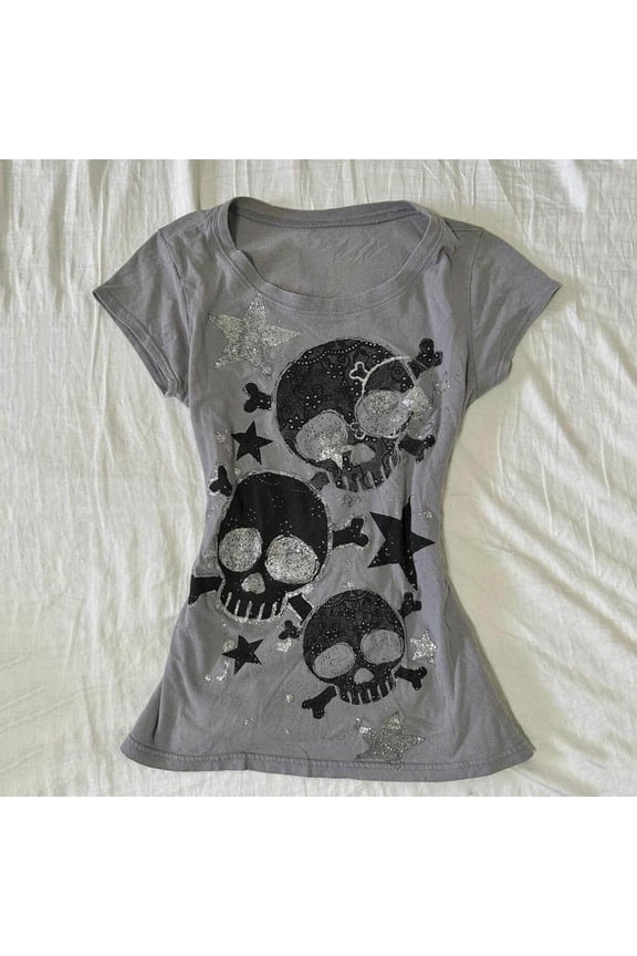 Women Y2k Fairy Grunge 2000s Short Sleeve Top Whimsy Twee Harajuku Emo Scene Clothes Vintage Mcbling Alt Fairycore Shirt