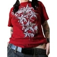 thumbnail image 1 of Women Y2k Fairy Grunge Short Sleeve T-Shirt Star Graphic Print Crop Tops Vintage Aesthetic Baby Tee Shirt Goth Clothes, 1 of 7