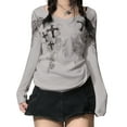thumbnail image 1 of Women Y2k Fairy Grunge Top Shirt Long Sleeve Vintage Aesthetic Graphic T-Shirt Teen Girls Gothic Slim Fit Tees Tops, 1 of 5