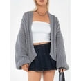 thumbnail image 1 of Women Y2k Fall Winter Open Front Cardigan Long Sleeve Knitwear Sweater Outerwear for Teen Girl, 1 of 6