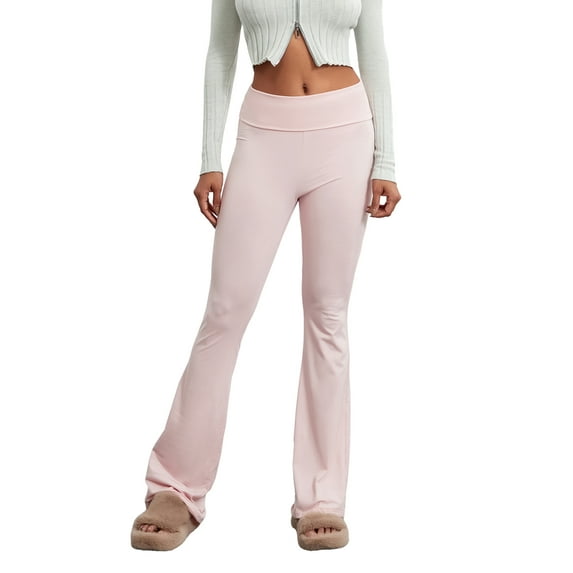 Women Y2k Flare Pants Low Rise Yoga Pants Y2k Bell Bottom Leggings Joggers Sweatpants Lounge Streetwear