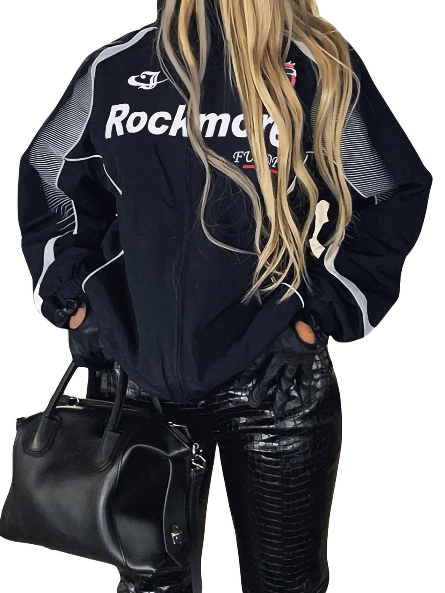 Women Y2k Flight Jacket Bomber Jacket Streetwear Zip Up Tops 