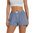 thumbnail image 1 of Women Y2k Gingham Cute Pj Short Pants Plaid Lounge Shorts Sleep Bottoms Elastic Boxers Streetwear Blue XL, 1 of 6