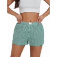 thumbnail image 1 of Women Y2k Gingham Cute Pj Short Pants Plaid Lounge Shorts Sleep Bottoms Elastic Boxers Streetwear Green XXL, 1 of 8