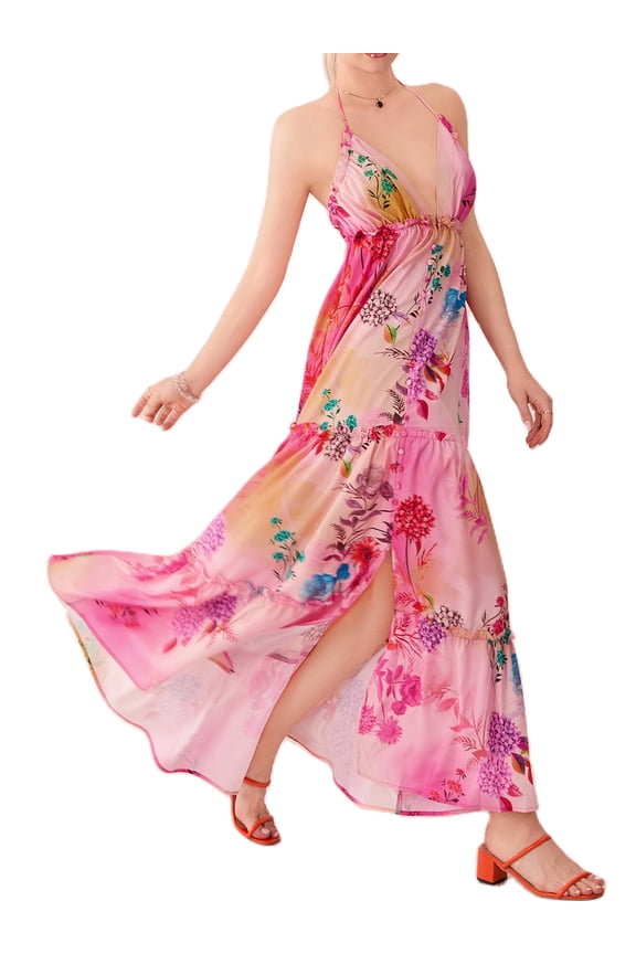 Women Y2k Graffiti Printed Dress Colorful Spaghetti Strap Cute A Line Vintage Flowy Sun Dress