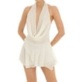 thumbnail image 1 of Women Y2k Halter Mini Dress Solid Color Sleeveless Mesh Cowl Neck Backless Dress Party Clubwear, 1 of 5
