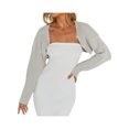 thumbnail image 1 of Women Y2k Knit Crochet Shrug Long Sleeve Crop Top Bolero Cardigan Contrast Color Vintage Cropped Shrug Sweater, 1 of 5