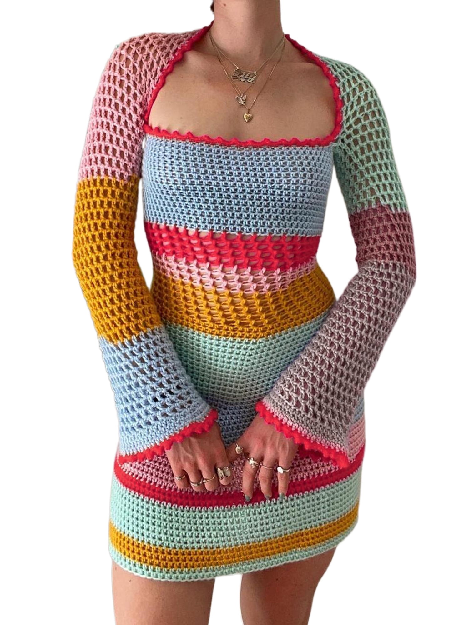 knee length dresses for ladies Women Sexy Bodycon Dress Y2K Knitted Mini Dress Halter – Belle Diosa main image 0