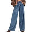 thumbnail image 1 of Women Y2k Low Rise Baggy Jeans Loose Fit Boyfriend Straight Wide Leg Jeans Trendy Stretch Long Denim Pants Blue M, 1 of 8