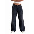 thumbnail image 1 of Women Y2k Low Rise Baggy Jeans Loose Fit Boyfriend Straight Wide Leg Jeans Trendy Stretch Long Denim Pants Dark Gray M, 1 of 7