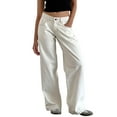 thumbnail image 1 of Women Y2k Low Rise Baggy Jeans Loose Fit Boyfriend Straight Wide Leg Jeans Trendy Stretch Long Denim Pants White M, 1 of 8