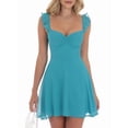 thumbnail image 1 of Women Y2k Mini Dress Ruffle Strap Short Formal Grad Dress Lace Up Backless A Line College Dresses L, 1 of 7