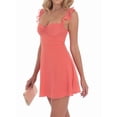 thumbnail image 1 of Women Y2k Mini Dress Ruffle Strap Short Formal Grad Dress Lace Up Backless A Line College Dresses Pink M, 1 of 7