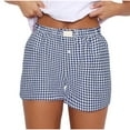 thumbnail image 1 of Women Y2k Pajamas Shorts Lounge Shorts Cute Soft Elastic Low Waist Plaid Print Button Front Pajama, 1 of 5