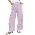 thumbnail image 1 of Women Y2k Plaid Long Pants Elastic Waist Bow Tie Side Slit Wide Leg Lounge Pants Gingham Loose Pants with Pockets, 1 of 6