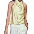 thumbnail image 1 of Women Y2k Satin Halter Tank Tops Cute High Mock Neck Backless Silk Cami Open Back Camisole Going Out Tops, 1 of 7