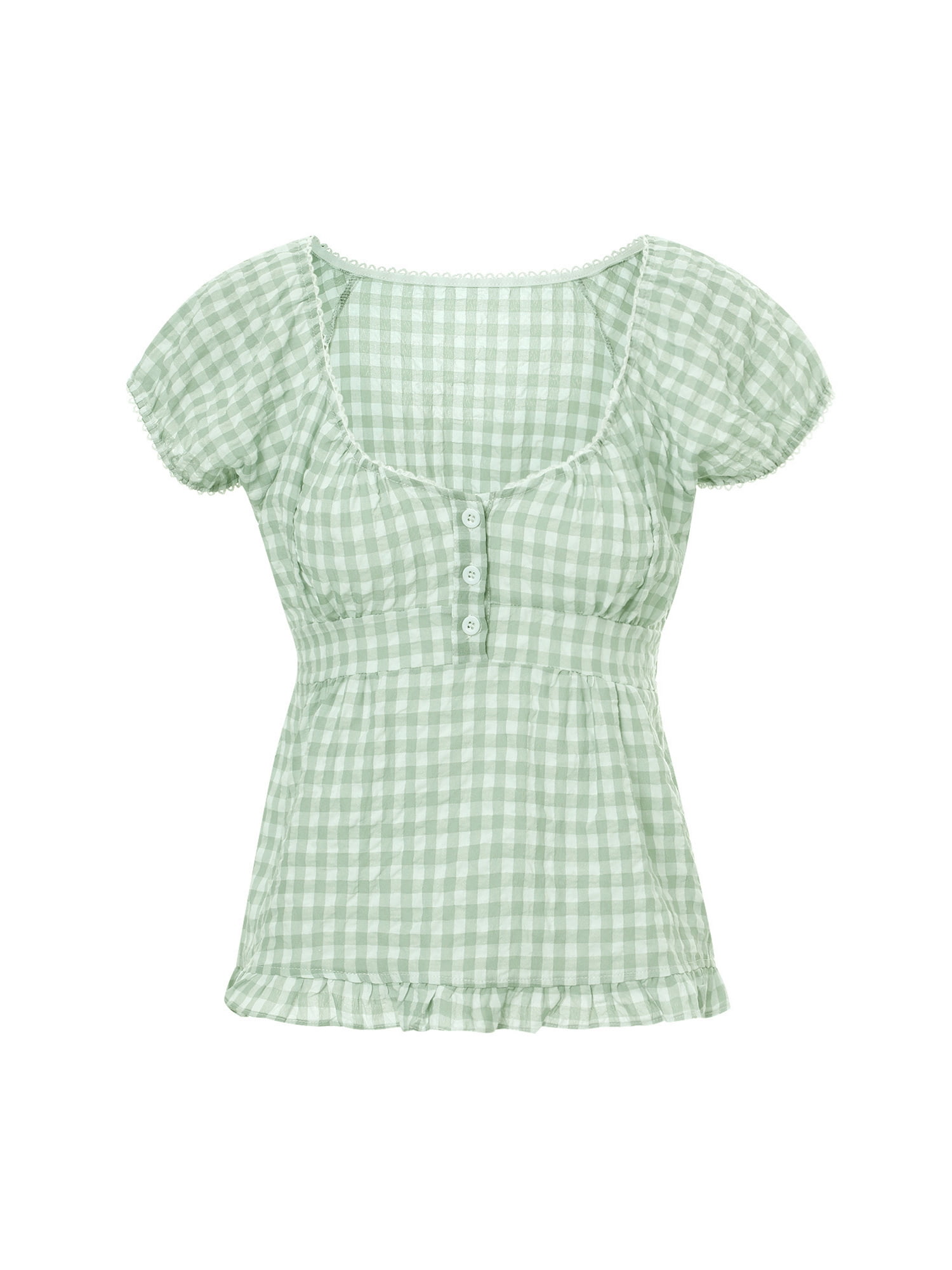 Women Y2k Short Sleeve T-shirt Low Cut Pleated Hem Casual Tops Fairy ...